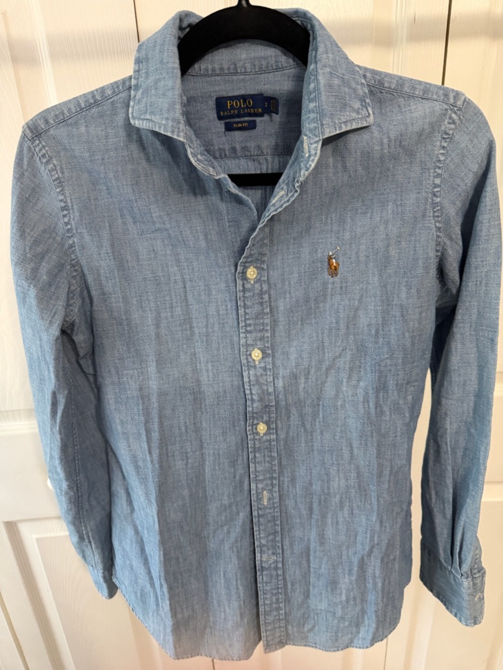 Polo by Ralph Lauren Light Blue Denim Button-Down Shirt with Embroidered Pony